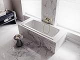 ECOLAM Badewanne Wanne Rechteck Talia Design Acryl weiß 130x70 cm + Ablaufgarnitur Ab- und Überlauf Automatik Füße Silikon Komplett-Set Wanne