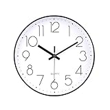 jomparis Wanduhr ohne Ticken Analoge 30cm Rund Wanduhr Dekor für Wohnzimmer, Zimmer, Büro (Schwarz)