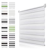 Doppelrollo Klemmfix ohne Bohren 90x110cm Weiß, Rollos für Fenster ohne Bohren, Duo Rollo, Fenster Rollos für innen