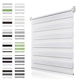 Doppelrollo Klemmfix ohne Bohren, Weiß 75 x 200cm(BxH) Duo Rollo für Fenster und Tür, Easyfix Pro, Klemmrollo Fensterrollo Sichtschutz