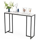 FATIVO Konsolentisch Marmor Weiß Eingangstisch: Beistelltisch mit Schwarz Metallgestell - Sideboard für Wohnzimmer - Flurtisch Sofatisch Eingangstisch mit Gleitrad für Schlafzimmer 100×30×79cm Weiß