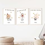 Kinderzimmer Poster Set Premium P719 / Zirkustiere Babyzimmer Wandbild Wandbilder (A4-21,0 x 29,7 cm, Natur/Oak)