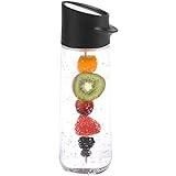 WMF Nuro Wasserkaraffe 1l, mit Fruchtspieß, Höhe 29,7 cm, Glas-Karaffe, CloseUp-Verschluss, schwarz