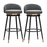 MOBYAT Drehbarer Familienhocker, Barhocker, Barhocker, 2er-Set, Barstühle, Frühstücks-Esshocker für Kücheninsel, Samt-Außentheke, Familienhocker, Barhocker, Barhocker, Fußstütze und Socke