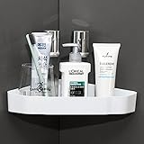 Torytoe Duschablage Ohne Bohren, Selbstklebend Eckregal Badezimmer Organizer, Duschregal Plastik, Badezimmer Regal Badregal, Dreieck Duschkorb für Bad Küche, Weiß