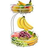 Obstkorb Obstschalen 2 Tier Brotkorb Gemüsegestell für Obst, Gemüse, Snacks, Zuhause, Küche Lagerung, Weiß