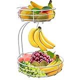 Obstkorb Obstschalen 2 Tier Brotkorb Gemüsegestell für Obst, Gemüse, Snacks, Zuhause, Küche Lagerung, Weiß