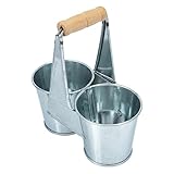 GANAZONO Zinn-Sukkulenten-Blumentopf Ikebana-Vasen Vintage-Dekor Trockenblumen Für Die Dekoration Bauernhaus Rustikaler Übertopf Verzinkter Doppeleimer Vintage-Blumenkorb