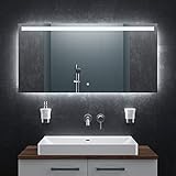 BR Bringer LED Badspiegel - 120x60 cm - Badezimmerspiegel mit Beleuchtung und Anti-Beschlag Funktion - Dimmbar, Energiesparend, 3 Lichtfarben, Touch-Schalter und Speicherfunktion