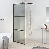 ZEYUAN Duschwand für Walk-In Dusche, Duschrückwand, Duschabtrennung, Glaswand Dusche, Duschglaswand, Duschtrennwand, 90x195 cm Dunkel ESG Glas Schwarz