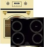 Kaiser Induktions Herd-Set EH 4796 ElfAD+KCT 6395 Iem, Retro Backofen Einbaubackofen 45 cm, Autark, 50 L, 9 Funktionen+60 cm, Retro Kochfeld, Metallplatten Bronze,4 QickHeat Zonen