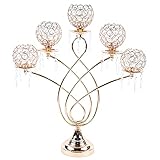 Kerzenständer mit 5 Arme, Kristall Kerzenhalter Tables Décor Candelabra 62cm Hoher für Hochzeit Geburtstag Party Mittelstücke Esstisch Weihnachtsdekoration