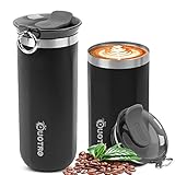 QUOTRE 2 Stück Thermobecher Kaffeebecher, 350ml&450ml Edelstahl Auslaufsicher Reisebecher Doppelwandig Isolierbecher für Kaffee, Tee, (Schwarz)