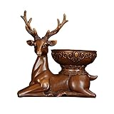 wanhaishop Desktop-Dekorationen Hirschstatue Obst Platte Wohnzimmer Couchtisch Aufbewahrungstablett Obst Platte Harz Hirsch Figur Neue chinesische Kreative Deer Home Einrichtungsgegenstände Ornamente
