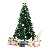 Weihnachtsbaum Künstlich, Yamctopy Künstlicher Weihnachtsbaum 180cm mit 1220 Zweige, Christbaum Schwer Entflammbar PVC Tannenbaum mit Sturdy Metall Ständer- Grün