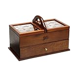 TJLSS Retro Freischwinger Holz Nähkorb Nähset Aufbewahrung Erweiterung Box Koffer Holz Organizer