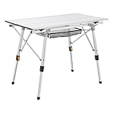 Juskys Campingtisch Picco - Aluminium Tisch 120 x 70 cm leicht, klappbar, höhenverstellbar - Camping, Garten - Outdoor Klapptisch - Gartentisch Silber