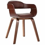 ZEYUAN Esszimmerstuhl, Bürostuhl, Armlehnstuhl, Esszimmer Stühle, Dining Room Chairs, Braun Bugholz und Kunstleder