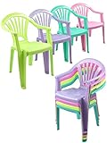 4er Set Stuhl aus Kunststoff für Kinder Kinderstuhl Gartenstuhl Stapelsessel Stapelstuhl für Garten, Terrasse, Party bunt