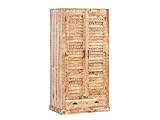 Woodkings® Kleiderschrank Caribou 2türig massiv Holz rustikal Lamellentür Flurschrank Vintage, Flurmöbel, Dielenschrank, Holzschrank