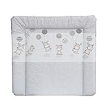 Superelch Wickelauflage 77 x 73 cm, Wickelunterlage für 80 cm Breiten Wickelaufsatz für Kommoden, z.B. von New Swedish Design oder Puckdaddy, schadstofffrei, abwaschbar Hippo GRAU