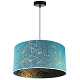 Light-Home Werona Lampenschirm Hängelampe Hängeleuchte - Deckenlampe Industrial für Wohnzimmer Schlafzimmer und Esszimmer - Pendelleuchte aus Metall mit Classic Lampenschirm - Blau - 23x45 cm