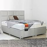 PAARA Boxspringbett Monaco | Antirutsch-Matten | Royal-WS® Taschenfederkern Matratze mit GELAX® Topper Kern | Made in Germany (140 x 210 cm)