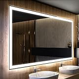 FORAM Badspiegel 80x60cm mit LED Beleuchtung - Wählen Sie Zubehör - Individuell Nach Maß - Beleuchtet Wandspiegel Lichtspiegel Badezimmerspiegel