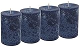 4 Stumpenkerzen Kerzen Dunkelblau Blau Tischdeko Adventskranz 9cm hoch Ø 6cm