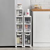 Kleiner Badezimmer-Aufbewahrungsschrank, Toilettenpapierhalter, dünner Toiletten-Waschtischschrank mit 2/3/4 Etagen, schmaler Badezimmerschrank-Organizer für kleine Räume und Ecken