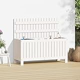 ZEYUAN Gartentruhe, Auflagenbox, Aufbewahrungsbox Garten, Gartenbox, Gartenkiste, Kissenbox, Balkon Box, Outdoor Kiste, Weiß 108x42,5x54 cm Massivholz Kiefer