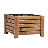 BooGardi Blumenkasten aus Holz · 4 Farben und 2 Größen · Dunkelbraun 38x38x25cm · Pflanzkasten Garten Balkon Terrasse · Balkonkasten Blumen Kräuter Pflanzen
