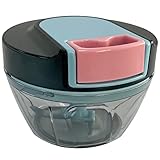 AbbyHold Manuelle Küchenmaschine Mini Knoblauch Zwiebel Gemüseschneider (Blau, 400 ml)