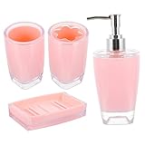 Alipis 1 Set 4-Teilig Badezimmer Vierteilig Bad-Seifenhalter Rosa Set Rosa Seifenspender Shampoo-Spender Behälter Lotion-Sets Lotion-Spender-Flasche Badezimmer-Zubehör-Set