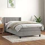 ZEYUAN Boxspringbett mit Matratze, Bettrahmen, Betten, Bettgestell, Jugendbett, Bed Frame, Betten Für Teenager, Schlafzimmer Bett, Hellgrau 90x200 cm Samt