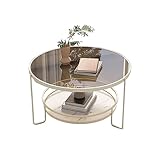 Couchtische mit Ablagefläche, Glas-Couchtisch mit Metallrahmen, moderner Beistelltisch, Beistelltisch, Mitteltisch, Kleiner Couchtisch, minimalistischer Couchtisch for Wohnzimmer (Color : White, Siz