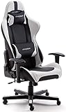 Robas Lund DX Racer 6 OH/FD32/NW Gaming Stuhl XXl für Große Gamer bestens geeignet, mit Wippfunktion Gamer Stuhl Höhenverstellbarer Drehstuhl PC Stuhl Ergonomischer Chefsessel, schwarz-weiß