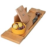 Badewannenablage, Badewannenablage, Holzbadezimmer-Aufbewahrung, Spa-Badewannenablage, Brückenregal, Organizer, Leseregal (Größe: 72 cm)