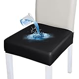 Bestenrose Stuhlbezüge für Esszimmer PU-Leder Stuhlbezüge Wasserdicht Esszimmerstühle Sitzkissen Schonbezüge Stuhlhussen (Schwarz, 2 Stück ))