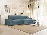 Vente-unique Ecksofa mit Schlaffunktion - Ecke rechts - Stoff - Blau - Axelle