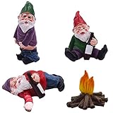 ZSWQ Gartenzwerg Ornament 4PCS Gartenzwerge Figu lustiger pinkelnder Gnom Frecher Gartenzwerg für Rasenschmuck uppenhaus Gartendekoration Zubehör