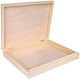 Creative Deco A4 Holzkiste mit Deckel | 34 x 25,3 x 5,3 cm | Unlackierte Aufbewahrungsbox aus unbehandelte Kiefer | Holzbox Ideale Schatulle zur Lagerung der Wertsachen, Spielzeugen, Dokumente