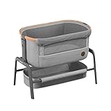 Maxi-Cosi Iora Beistellbett, hochwertiges, höhenverstellbares Babybett, nutzbar ab der Geburt bis max. 9 kg, Inkl. Matratze und Tasche, kompakt faltbar, passt neben fast jedes Bett, essential grey