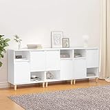 JUNZAI Sideboards 3 STK Kommode Schlafzimmer, Schlafzimmer Möbel, Komodenschrank, Esszimmer Schrank, Buffetschrank, Büromöbel, Weiß 60x35x70 cm Holzwerkstoff