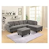 104.7“ Modern Sectional Sofa Couch with Ottoman Sofas Living Room Furniture Sets Reversible Corner Sofa