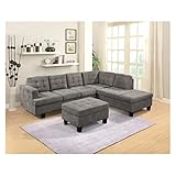 104.7“ Modern Sectional Sofa Couch with Ottoman Sofas Living Room Furniture Sets Reversible Corner Sofa