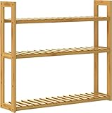 Casaria® Badregal Wandregal Hängeregal Bambus 3 Ablagen Höhenverstellbar 54x60x15cm Standregal Hängend Bad Holz Küche