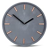 levandeo Hochwertige Beton-Uhr Wanduhr in Grau Kupfer ca. 30cm rund Moderne Wanddeko Designer Uhr