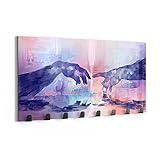 DEQORI Wandgarderobe Glas & Metall | Motiv Abstrakte, berühmte Hände | 60x30 cm | Design Haken-Leiste modern | Garderoben-Paneel für Flur, Wohnzimmer & Schlafzimmer | magnetisch & beschreibbar