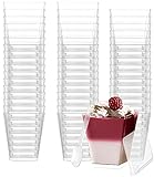 PERMUST 50 Stück Dessertbechern 160 ml Dessertschalen-Set, Mit 50 Suppenlöffeln 50 Deckel, DIY dessertschalen, Wiederverwendbar für Mousse, Pudding,Eis,für Buffets,Dessertparty,Picknick